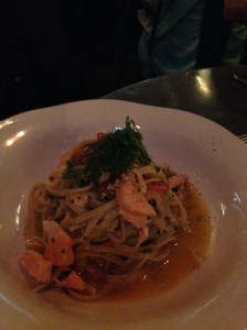 Linguine with atlantic salmon