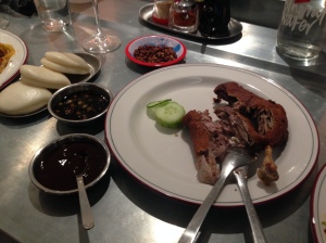 Duck bao - twice cooked duck, vinegar & plum sauce