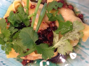 Barramundi and scampi dumplings