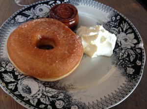 Doughnut with jam and cream