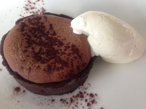 Chocolate tart with creme Chantilly 