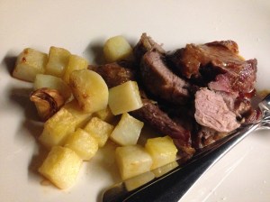 Roasted goat with potatoes