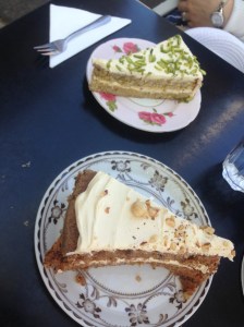 Pistachio lemon curd layer cake and carrot cake