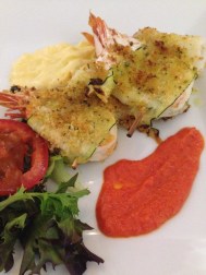 Skewed grilled prawns and squid