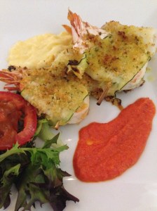 Skewed grilled prawns and squid