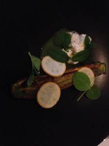 Zucchini, snow peas, ricotta