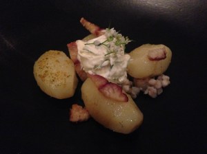 Potato, eel, wild roquette