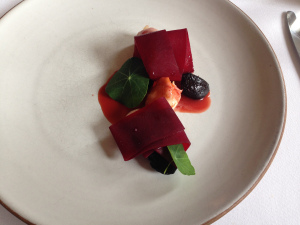 Lobster - Poached with Beets, Ginger and Nasturitum